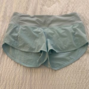 lululemon speed up special light blue shorts